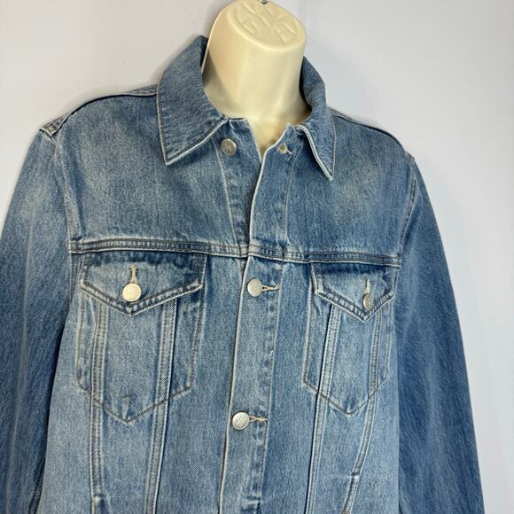 Lovers and Friends James Sarratoga Denim Jacket Relax Raw Hem Boho Blue L - Picture 5 of 16